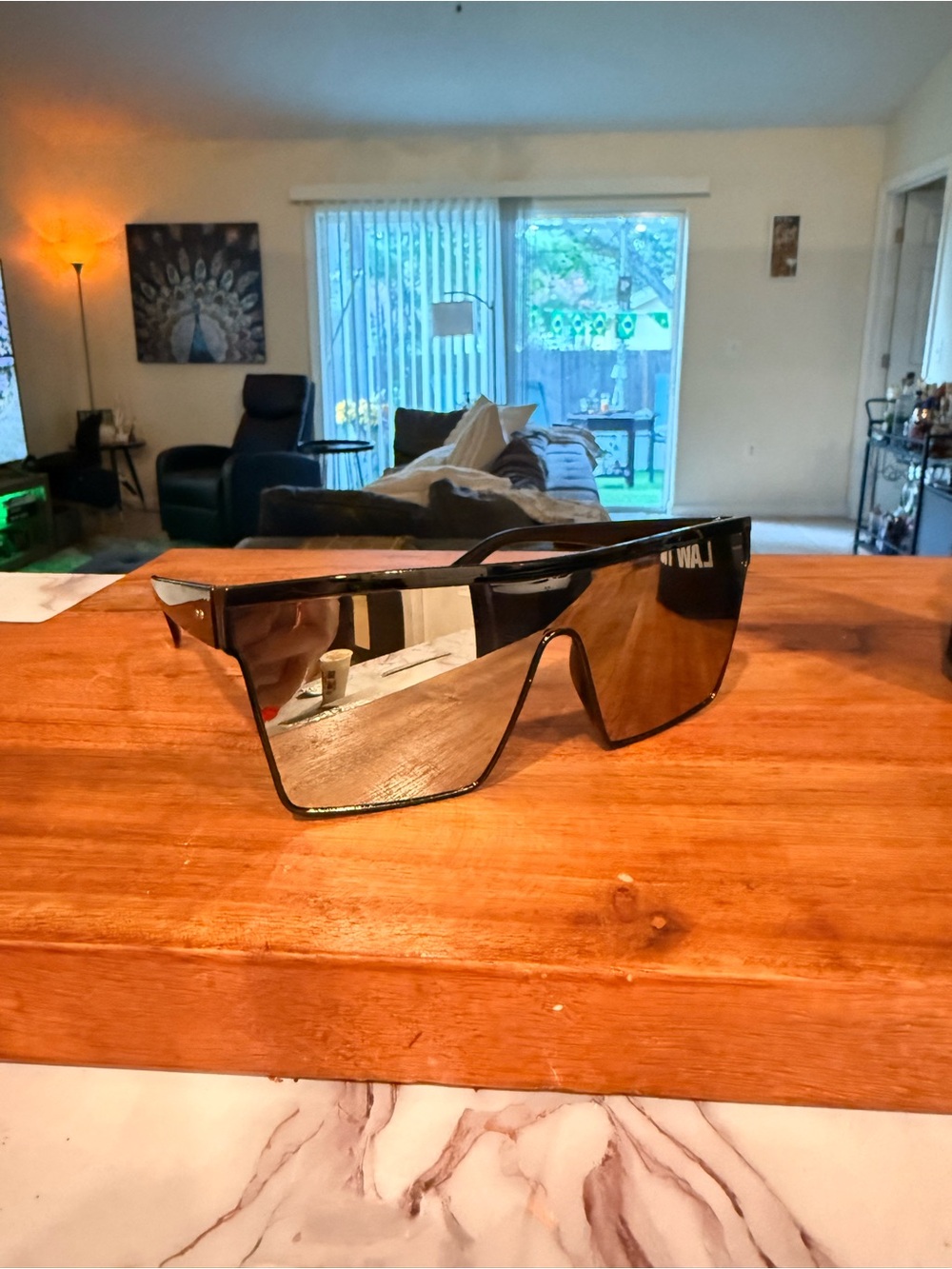 Shield Sunglasses with Brown Mirrored Lenses
